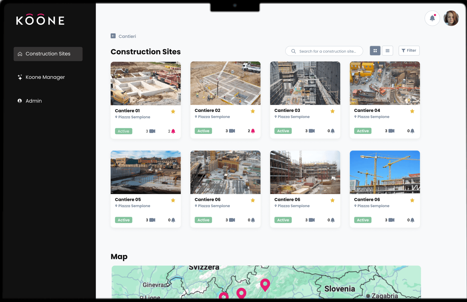 Construction Sites Dashboard